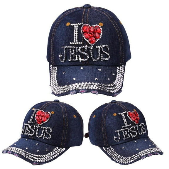 yunLXY Clearance Sun Hats for Men Women Under $5 Women Men Adjustable Bling Letter Rhinestone Denim Baseball Cap Hat