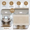 thumbnail image 5 of Beige Striped Window Privacy Film, Farmhouse Luxurious White Stripes Modern Abstract Art Static Cling UV Sun Blocking Heat Control Window Tint,Non-Adhesive One Way Windows Privacy Cover 17.7''x78.7'', 5 of 7