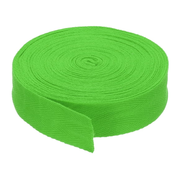 1"/2.5cm Cotton Twill Tape 10 Yards Cotton Ribbon Bias Binding Tape Herringbone Webbing Trim Bright Green