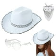 thumbnail image 6 of Cowgirl Costume for Women, Bling Cowboy Hat with Heart Glasses Bandana, Carnival Dress up Supplies, 3 PCS Cowgirl Pack for Parties, 6 of 9