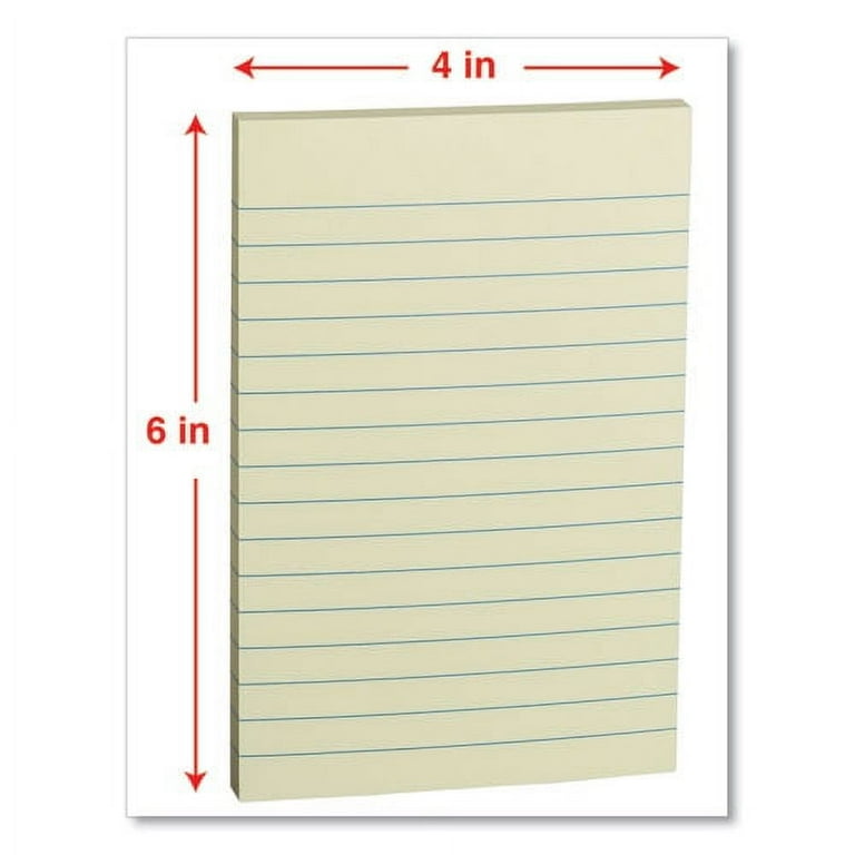 Self-Stick Note Pads, Note Ruled, 4 Self-Stick Note Pads, Note Ruled, 4