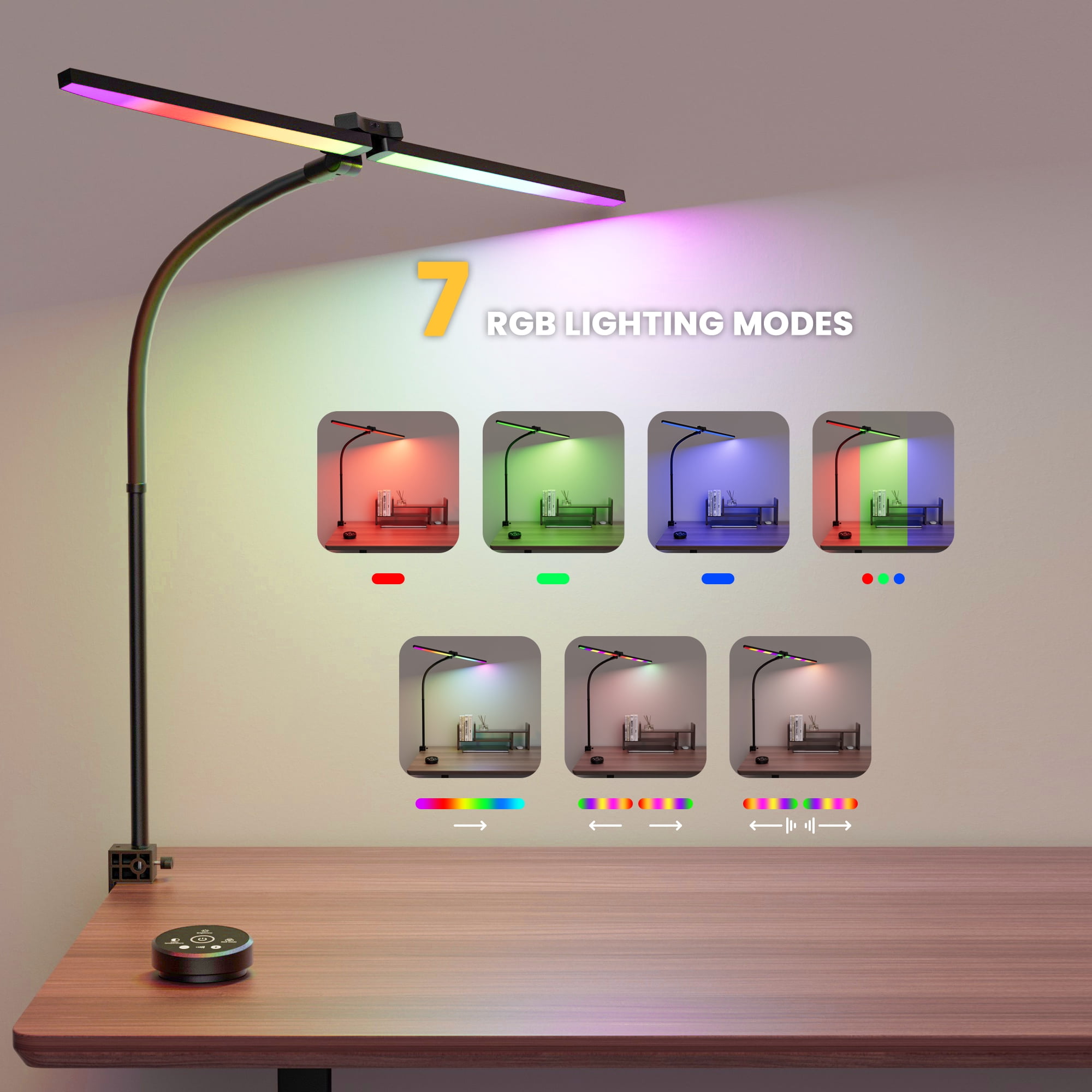 CAALOGT LED Desk Lamp for Home Office, 24W Modern Eye-Caring Architect table Lamp, Adjustable Head, Stepless Dimming