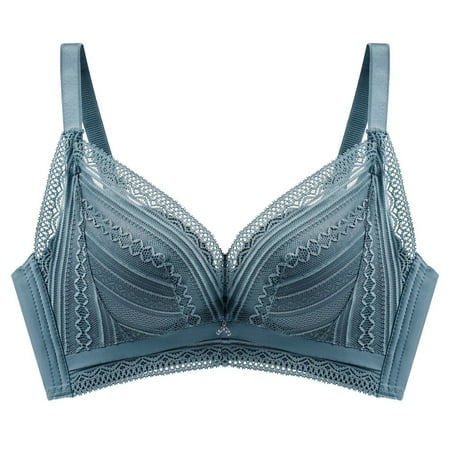 REORIAFEE No Underwire Bras for Women Gathered Together Wirefree Bras Lace Adjustable Straps Brassiere Comfy Spaghetti Straps Breathable Corset Underwear Comfortable Classic Support Lingerie Green M