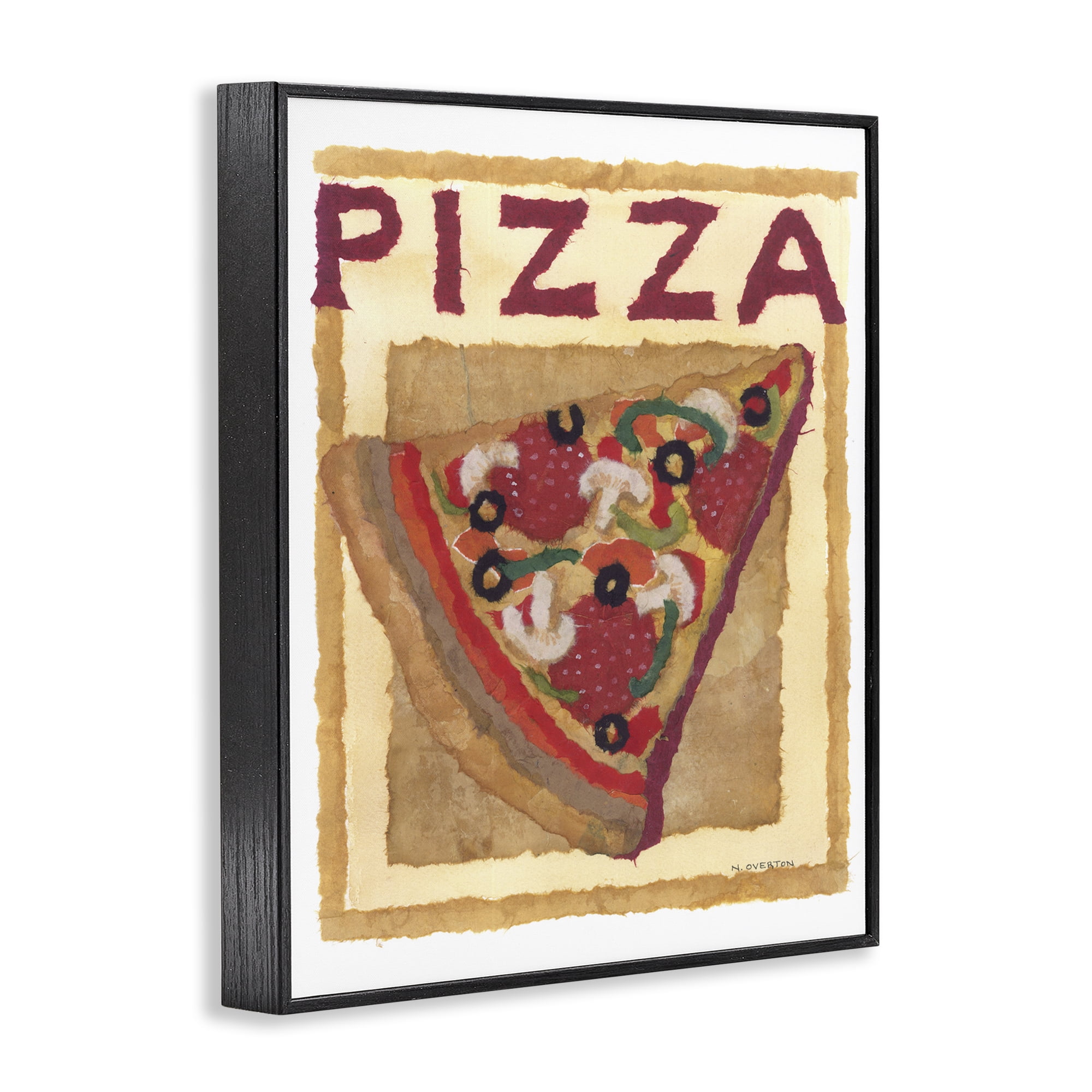 Stupell Industries Watercolor Style Pizza Food & Beverage Painting Black Framed Art Print Wall Art, 11 x 14
