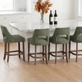 thumbnail image 3 of Bar Stools Set of 4, Upholstered Counter Height Bar Stools, Modern Counter Stools with Wood Legs for Kitchen Island Dining Room Bar, Green, 3 of 8