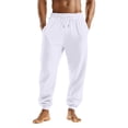 thumbnail image 2 of Resicozy Casual Joggers for Men Cotton Drawstring Elastic Waist Cargo Pants Lightweight Sweatpants with Pocket White S, 2 of 7