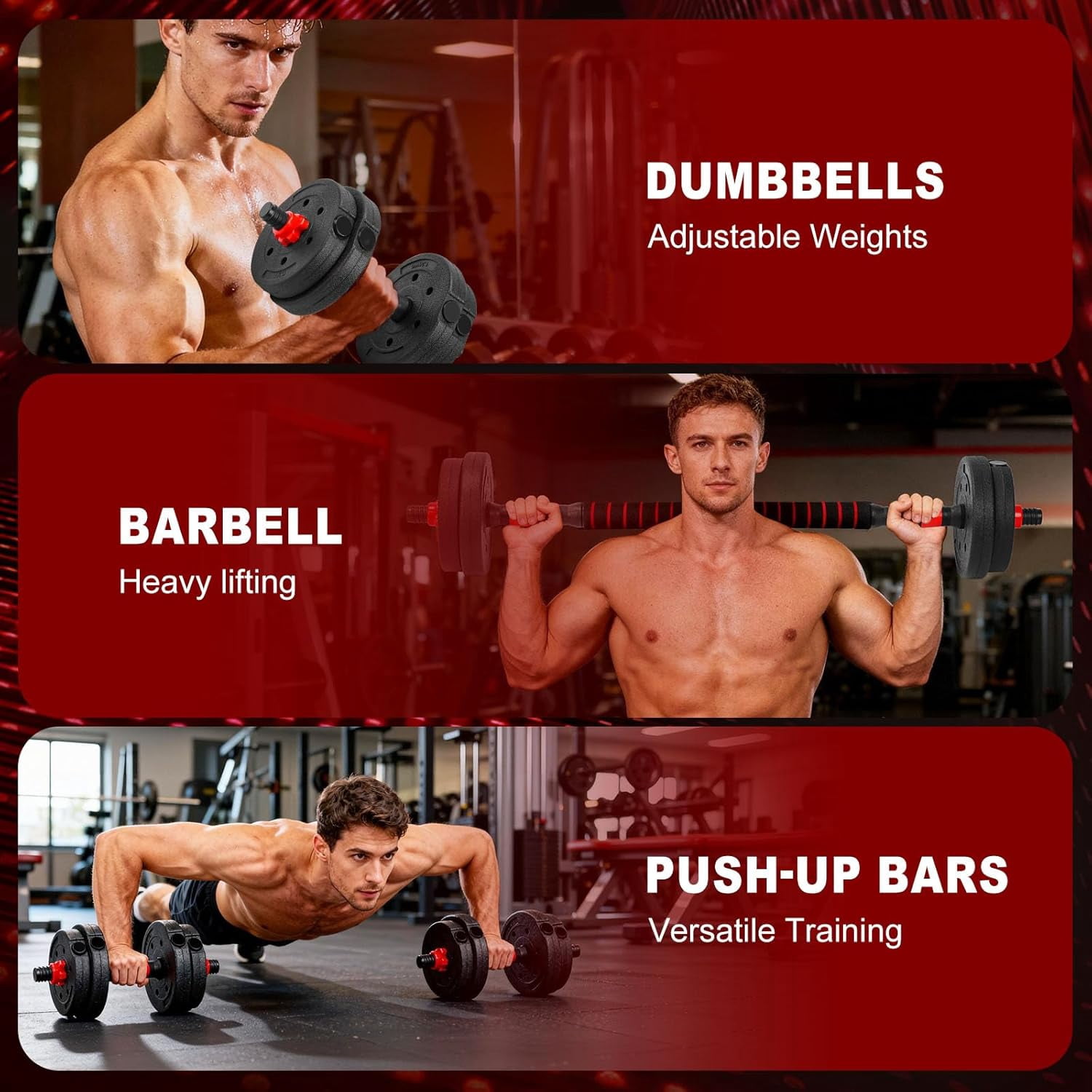 22LB Adjustable Dumbbell Set, Barbell with Thick Connecting Bumper Plate Combo for Strength Gym Training, Men and Women Free Weight Set Fitness Home Equipment