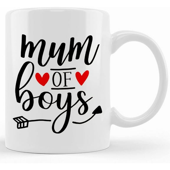 Mum Of Boys Mug Mother's Day Gift Free Uk Delivery, Ceramic Novelty Coffee Mug, Tea Cup, Gift Present For Birthday, Christmas Thanksgiving Festival, 11oz Sarcasm With Sayings Mug