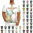 thumbnail image 1 of VBTAPA Mens Spring Shirts Happy Easter Day Rabbit Eggs Print Button Down Shirt Short Sleeve Hawaiian Beach Party Tops Lightning Sales Multicolor XL, 1 of 6