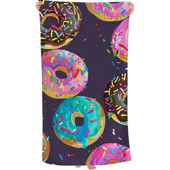 PHYHOO  Colorful Donuts Beach Towel for Adults Kids Microfiber Lightweight Swimming Pool Towels Quick Dry Absorbent Sand Free Large Oversized Bath Towel 30x60in