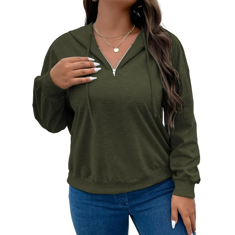 Eytino Womens Plus Size Quarter Zip Sweatshirts Casual Long Sleeve