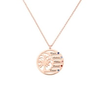 Personalized Planet Women's Family Birthstone and Engraved Name Tree of Life Necklace