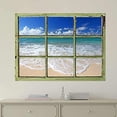 thumbnail image 2 of Window View Wall Mural - Tropical Beach and Clear Waves - Vintage Style Wall Decor - Peel and Stick Adhesive Vinyl Material - 24x32 inches, 2 of 6