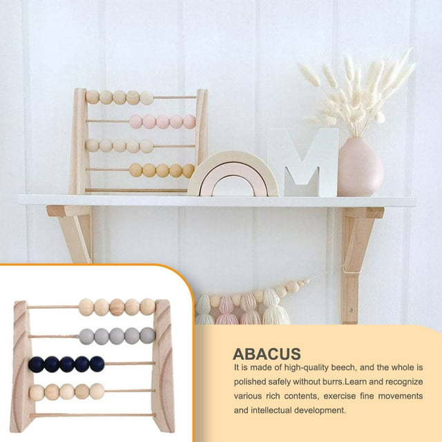 Wood Abacus Toy Beads Counting Playthings Simple Design Early Birthday Gift Simple Education Math Learning Toys Educational Prop Home Decoration Blue