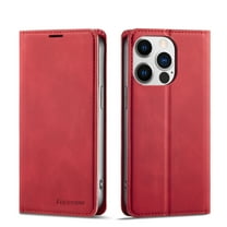 Allytechgroup Flip Wallet Phone Case for iPhone 16 Pro with Credit Card Slot, RFID Blocking PU Leather Kickstand Shockproof Full Body Protective for Apple iPhone 16 Pro, Red