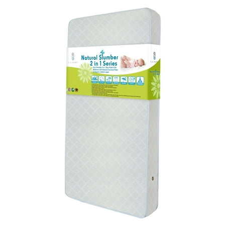 LA Baby Eco Friendly 2 in 1 Soy Foam Crib Mattress with Natural Coconut Fiber & Organic Cotton Layer, White