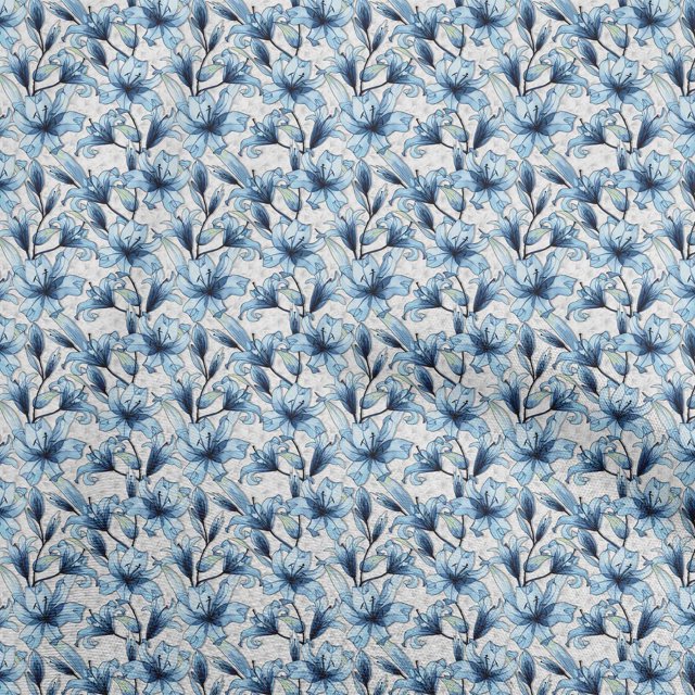 oneOone Rayon Medium Blue Fabric Floral Sewing Craft Projects Fabric Prints By Yard 56 Inch Wide