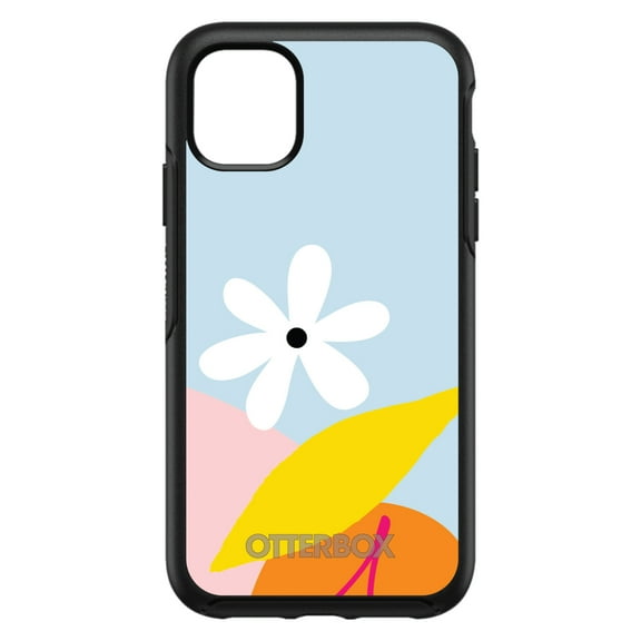 DistinctInk Case for iPhone 15 (6.1" Screen) - OtterBox Symmetry Custom Black Case - Summer Vibes Bold Cherry Pink Orange Yellow