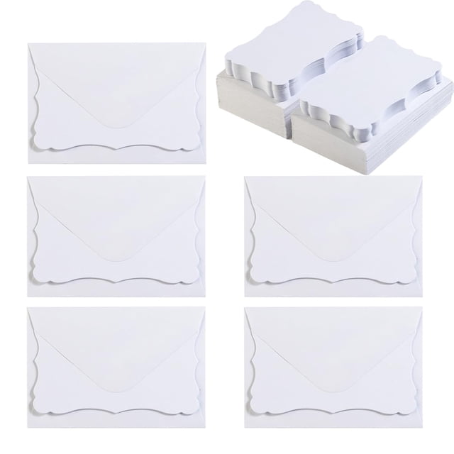 Paquete de 100 minisobres blancos de 10 x 7 cm con tarjetas de Toperd