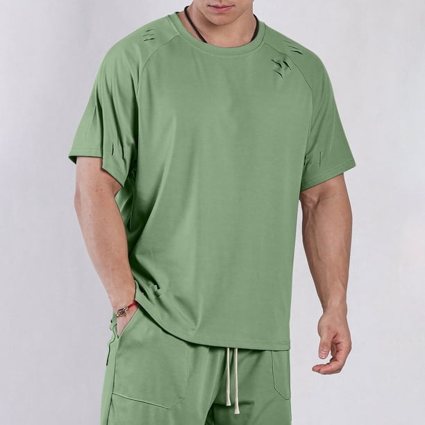pstuiky camisetas para hombre, Sudadera con capucha y manga corta para hombre, informal, de color liso y a la moda. camisetas de hombre xl