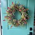 thumbnail image 3 of KLKCMS Floral Wreath Door Wreath Green Leaf Spring Garland Artificial Flower Wreath for 45cm, 3 of 9
