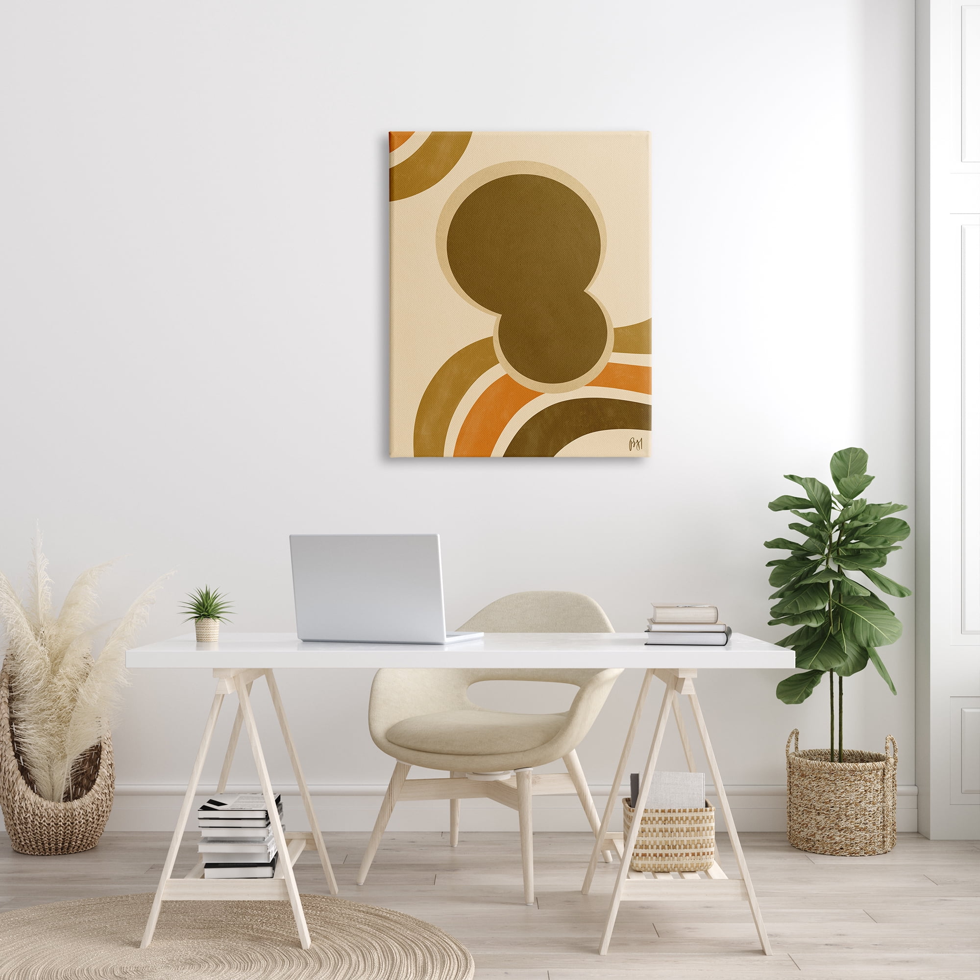 Stupell Indtries Retro Groove Shape Abstraction Warm Pop Brown Orange,30 x 40,Design by Birch&Ink