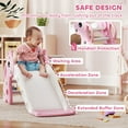 thumbnail image 5 of Qaba 3-in-1 Toddler Slide, Kids Slide with Climber, Basketball Hoop and Ball, Giraffe Shape Freestanding Playset for Indoor Kids 1-3 Years, Pink, 5 of 9