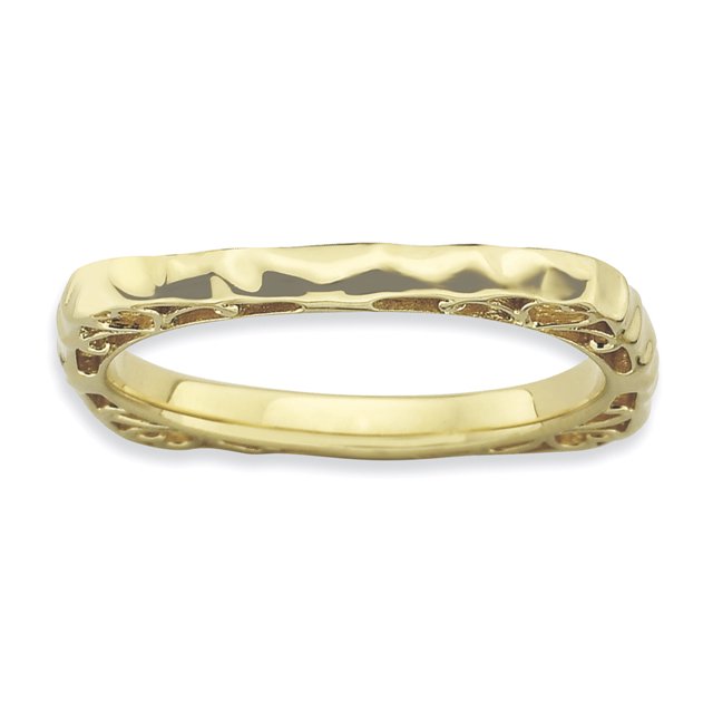 925 Sterling Silver Gold Plate Square Stackable Ring
