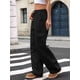 thumbnail image 4 of Pantalones Vaqueros Holgados para Mujer, Elásticos, Sueltos, de Cintura Alta y Pierna , Estilo Años 90, Y2K Negro L, 4 of 8
