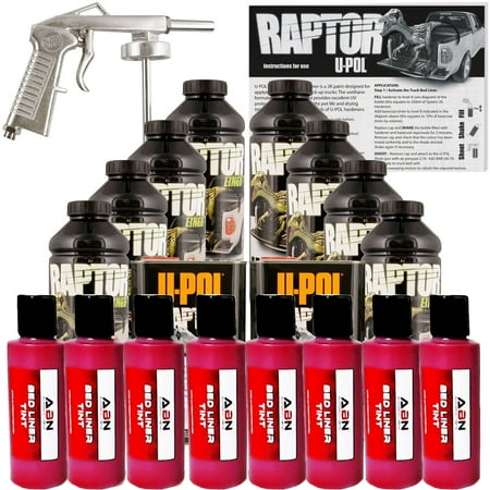 U-POL Raptor Tintable Blood Red BedLiner Kit w/ Spray Gun, 8 Liters (The Best Spray On Bedliner)