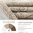 thumbnail image 3 of Curtainking Damask Printed Curtains for Bedroom Living Room Vintage Linen Textured Thermal Insulated Curtains Grommet 2 Panels 84 inch Length Taupe on Greyish Beige, 3 of 10