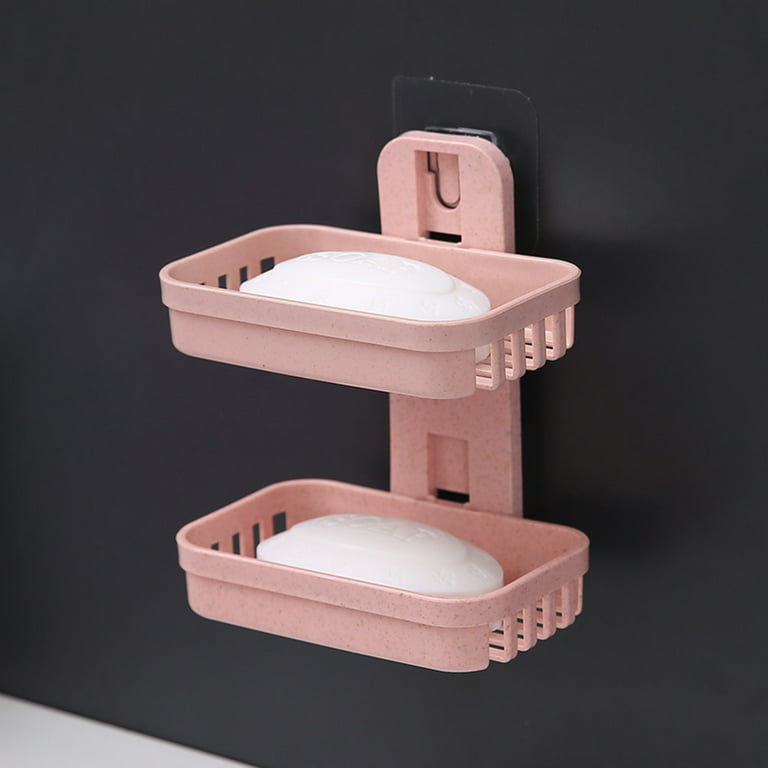 Self-adhesive Soap Holder, Soap Dish Box Removable Wall Mounted Powerful  Heavy Duty Plastic Bar Draining Soap Case Storage Basket for Shower,  Bathroom, Kitchen, Wall Decoration, Home Living, Household Accessories