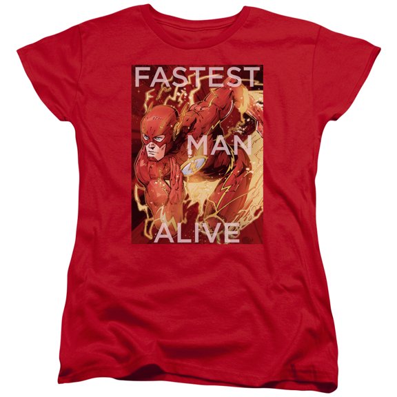 JLA Justice League Fastest Man Alive S/S Women's T-Shirt Red