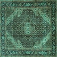 thumbnail image 1 of Ahgly Company Machine Washable Indoor Square Persian Turquoise Blue Traditional Area Rugs, 8' Square, 1 of 4