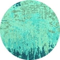 thumbnail image 1 of Ahgly Company Indoor Round Abstract Turquoise Blue Modern Area Rugs, 4' Round, 1 of 4