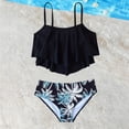 thumbnail image 2 of Shadoumai Girls Swimsuit Ribbed Bikini Set Adjustable Strap Tankini for Girls 2 Pieces Rash Guard Bathing Suit for Girls, 2 of 6
