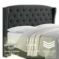 thumbnail image 5 of Gewnee Full Size Upholstered Platform Bed Frame with Adjustable Wingback Headboard,Button Tufted and Nailhead Trim,Box Spring Required.Dark Grey, 5 of 8