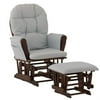 Storkcraft Hoop Glider and Ottoman Cherry with Light Blue Cushions