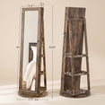thumbnail image 2 of Nordic Hygge 360° Swivel Lockable Jewelry Cabinet with Full-Length Mirror & Rear Storage – Rustic Brown, 2 of 8