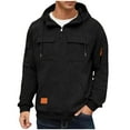 thumbnail image 2 of pstuiky manga larga para hombre, Sudadera con capucha, cremallera de un cuarto y múltiples bolsillos de manga larga de color liso para hombre camisetas de hombre s, 2 of 4