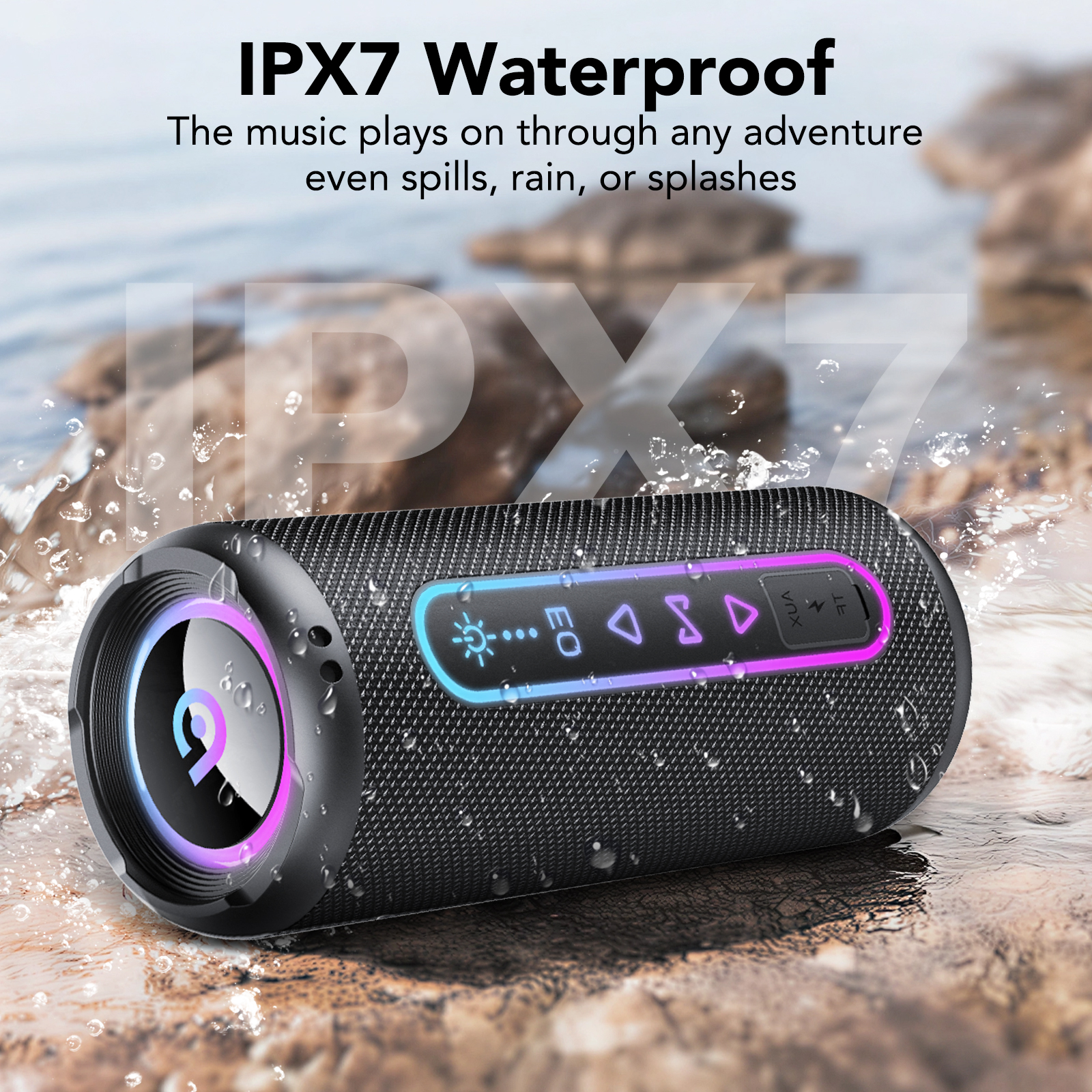 FAMOO Portable Bluetooth Speaker, 30W with Deep Bass, Black photo 7