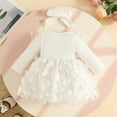 thumbnail image 4 of Tisuna Newborn Girls Mesh Dress Butterfly Print Long Sleeve Crew Neck Dresses Cute Beauty Autumn Winter Girls Dress White Size 6-12 Months, 4 of 4