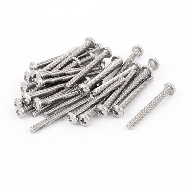 Unique Bargains M4 x 40mm Thread Phillips Head Screws 30pcs for Cabinet Drawer Handles
