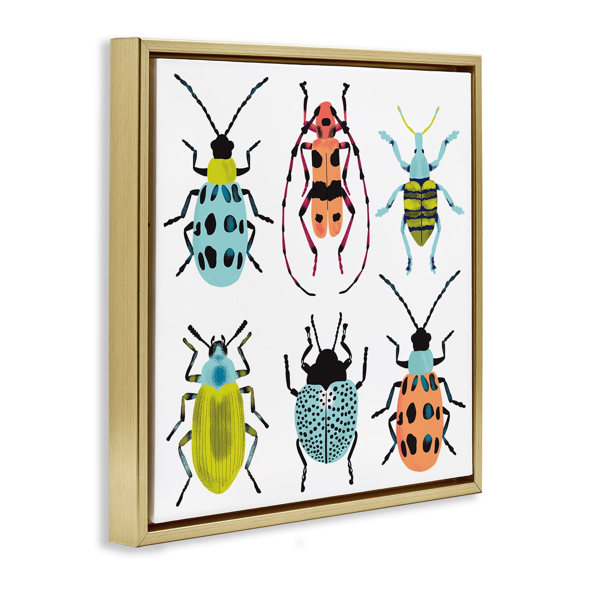 Stupell Industries Beetles & Bugs Collection Gold Framed Floater Canvas Wall Art, design by Metka Hiti