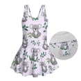 thumbnail image 6 of COEQINE Girls One Piece Tankini Swimsuit with Full Coverage Skirt and Inner Brief, Soft Scoop Neck Swimwear, Secure Fit Comfortable Bathing Suit for 10-11 Years, Koala Leaf Violet, 6 of 8