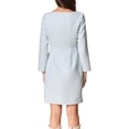 thumbnail image 3 of INSPIRE CHIC Tweed Dress for Women's Square Neck Long Sleeve Elegant Cocktail Plaid Dress L White Blue, 3 of 4