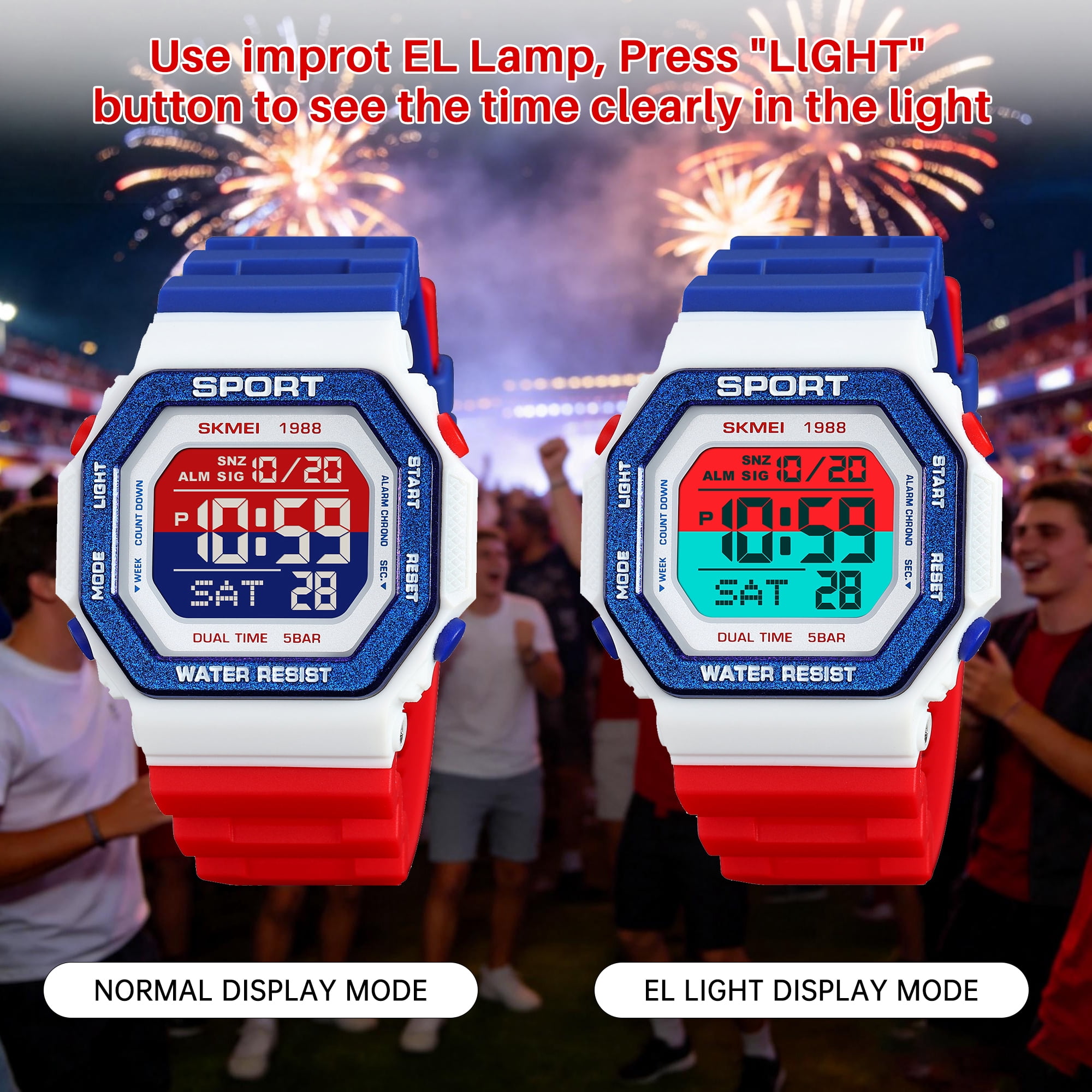 SKMEI Men's Digital Sports Watch Military Multifunctional Waterproof Watches for Men with LED Stopwatch Alarm