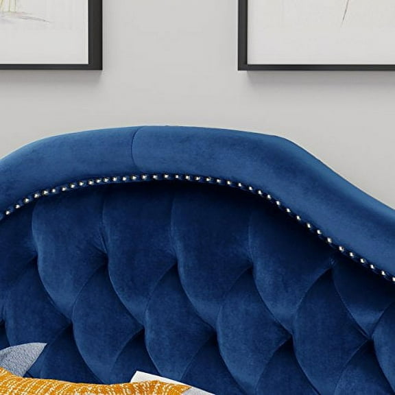 Christopher Knight Home Killian Velvet Headboard, Queen / Full, Navy Blue / Black