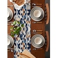 thumbnail image 5 of Hokiten Table Runners 108 Inches Long Dress Scarves, Navy Blue Burnt Orange Botanical Farmhouse Coffee/Dining/Kitchen Table Runner for Living Room, Wildflower Palm Leaf 13x108 Inch, 5 of 7