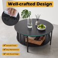 thumbnail image 4 of 2-Tier Round Coffee Table with Storage Shelf ,Modern Center Table Cocktail Tea Table for Living Room,Black, 4 of 8